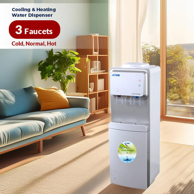 Hot & Cold Water Dispenser with 3 Faucets and Bottom Storage | RO-19WDP