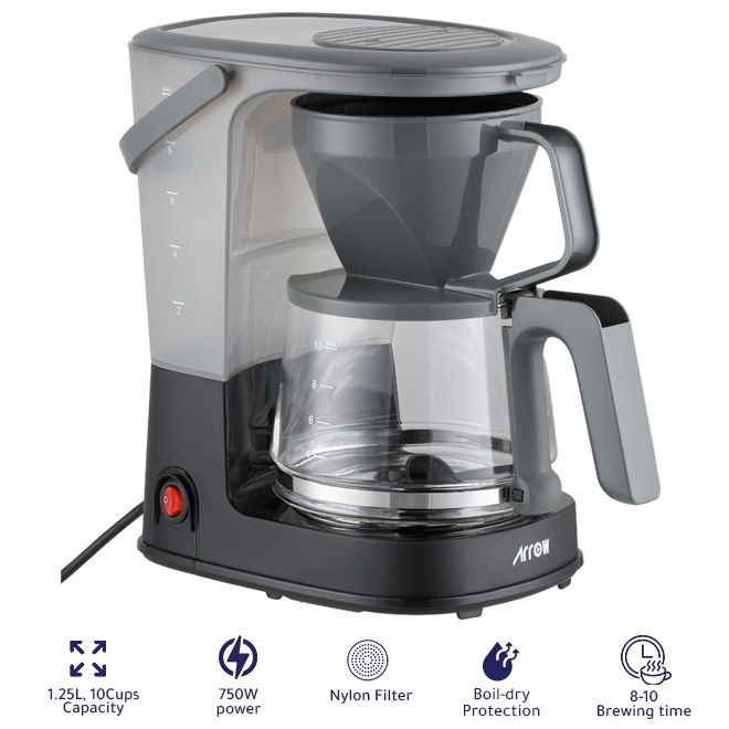 Brew Perfect Coffee Anytime – 1.2L Coffee Maker in Black & Dark Grey | RO-125CMD