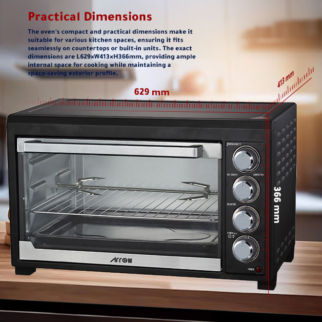 ARROW 60LTR OVEN,Black, RO-60EOB