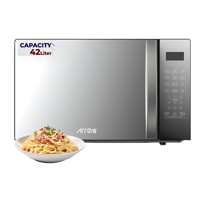 42L Digital Microwave with Grill | 1000W Power, 10 Levels, Defrost Setting | RO-42MWBG