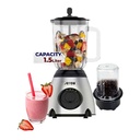 1.5L Glass Blender with Grinder, Stainless Steel Body, 400W Power, Ice Crush Function | RO-15GBSY