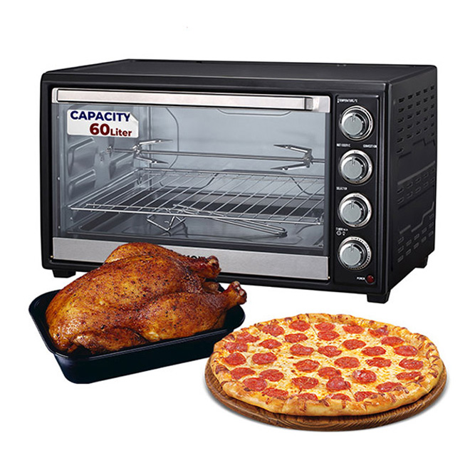 Electric Oven 60L 2000 Watts With Rotisserie, Grill Function And Power Indicator Light, 60 Mins Timer & Shut Off Bell  RO-60EOB