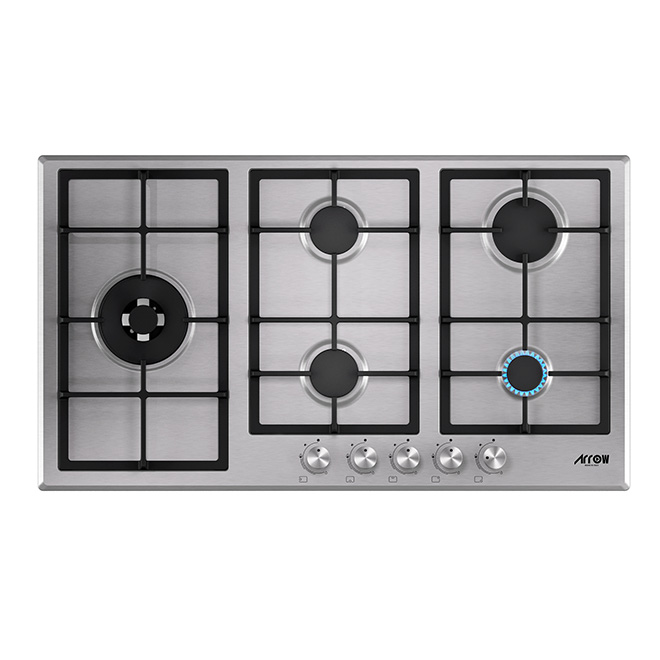 Built-in Gas Hob, 90 cm, Cast Iron Pan Supports, 1 double side burner,frontal knobs, Italian Made RO- HG905SHDK