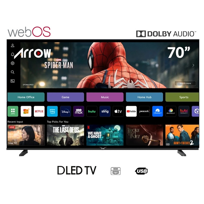 ARRQW 70" 4K UHD LED TV , Webos TV with Magic Remote, RO-70LPW 