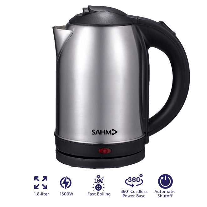 1.8L Electric Kettle, 1500W Fast Boiling, LED Light, Auto Shutoff | SHM-18KTGD-S