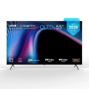 تلفزيون كيو إل إي دي 4K ذكي 55 بوصة أركيو بنظام تلفزيون جوجل 5.0 – دعم دولبي فيجن/اتموس – تردد 120 هرتز | RO-55LCQ120