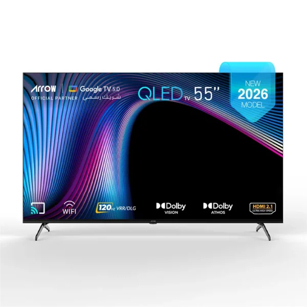 تلفزيون كيو إل إي دي 4K ذكي 55 بوصة أركيو بنظام تلفزيون جوجل 5.0 – دعم دولبي فيجن/اتموس – تردد 120 هرتز | RO-55LCQ120