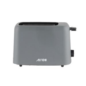 محمصة بلاستيكية مكونة من شريحتين مع 6 مستويات تحميص، 650 وات، باللونين الأسود والرمادي الداكن، فتحة قصيرة، صينية فتات قابلة للإزالة، تخزين السلك | الطراز: RO-02TD