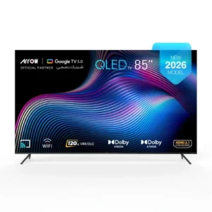 تلفزيون ARRQW ‎85‎ بوصة QLED بدقة ‎4K‎، نظام Google TV 5.0، مزود بتقنية Dolby Vision/Atmos وتحديث 120 هرتز | RO-85LCQ120