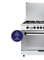 ⁦موقد غاز قائم بذاته 90 × 60 سم مع فرن وشواية، 5 شعلات، أمان كامل، مروحة تبريد، حامل أواني من الحديد الزهر، تشطيب من الفولاذ المقاوم للصدأ، باب بإغلاق بكرة.⁩ - الصورة ⁦4⁩