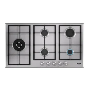 90cm built-in gas hob with cast iron grates and various burners